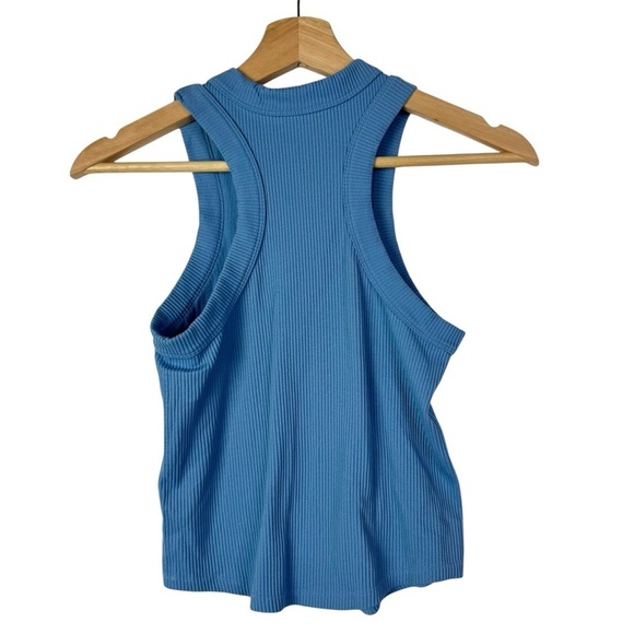 Suzette Collection Blue Ribbed Fitted Scoop Neck Tank Top M/L - Picture 4 of 4